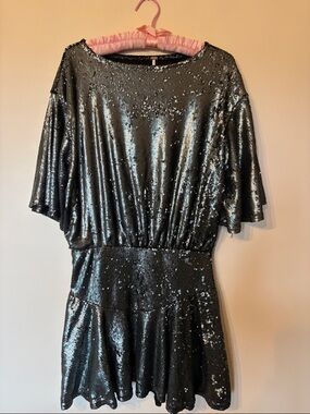 Free People Black Sequin Mini Dress